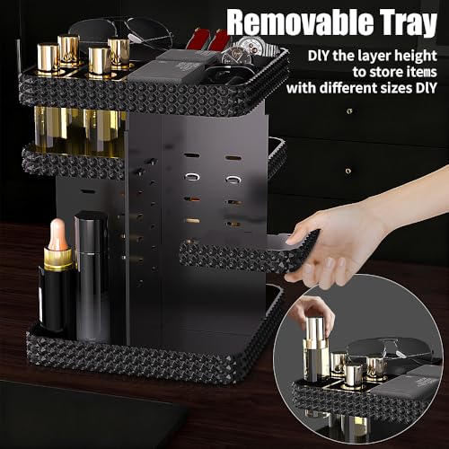 Famitree 360° Rotating Large Capacity Makeup Organizer - Black