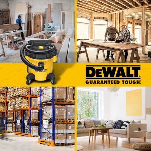 DeWALT 5 Gallon Yellow Wet/Dry Shop Vacuum with Attachments - Powerful 4 Peak HP