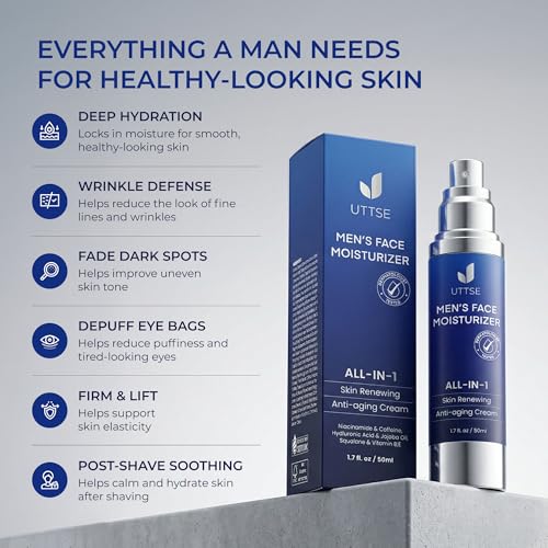 Men's All-in-One Face Moisturizer 1.7 Fl Oz Pack of 2 - Anti-Aging & Hydrating