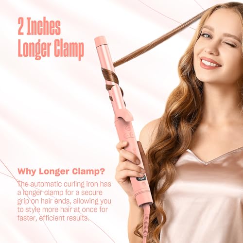 Bekind Peach 1-Inch Automatic Rotating Curling Iron - Tourmaline Ceramic, Dual Voltage