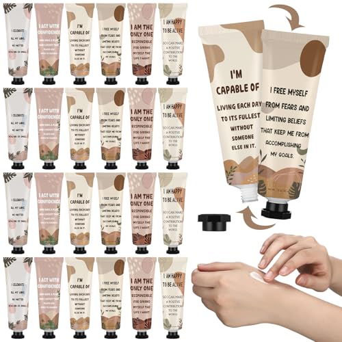 Loopeer 48 Pcs Positive Affirmation Gifts Bulk Hand Cream Gift Set Small Motivational Stress Relief Gift for Coworker Staff Teacher Nurse Women Dry Cracked Hands Travel Size Moisturizing