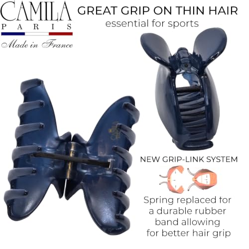 Dark Blue French Hair Claw Clip for Thick Hair - 2.75 Inch, No Slip, Crystal Accents