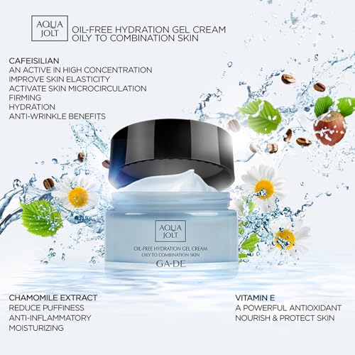 GA-DE Aqua Jolt Oil-Free Hydration Gel Cream - Oily to Combination Skin - Face Cream for Healthy-Looking Skin - Infused with Hyaluronic Acid - 1.7 oz