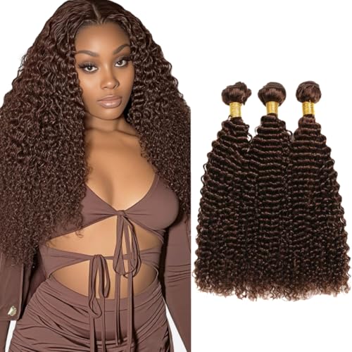 Chocolate Brown Kinky Curly Human Hair Bundles - 16, 18, 20 Inch Variation #4