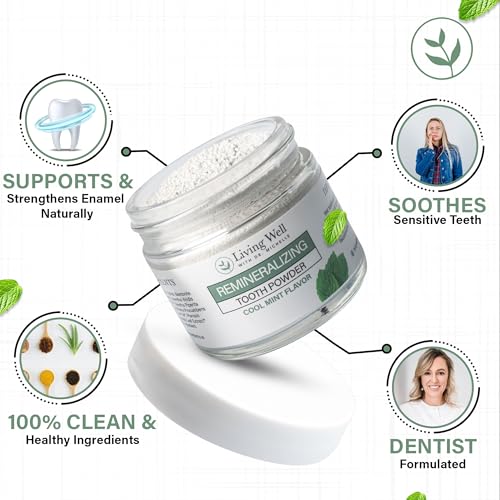 Remineralizing Tooth Powder with Hydroxyapatite & Cool Mint - Living Well Dr. Michelle
