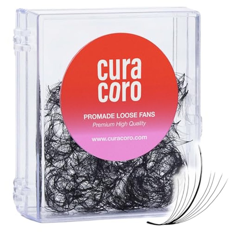 Curacoro Promade Wispy 500 Fans - 9D 0.05 Lash Extensions, CC Curl 10mm Length Handmade Volume Eyelashes, Long-Lasting Professional Lash Fans