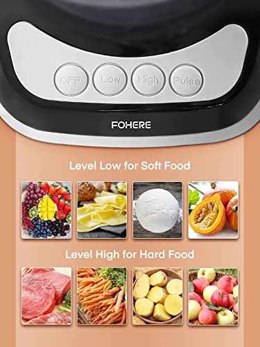 FOHERE 12-Cup Electric Food Processor with 2-in-1 Feed Chute, BPA-Free Stainless Steel, Multi-Function Kitchen Appliance