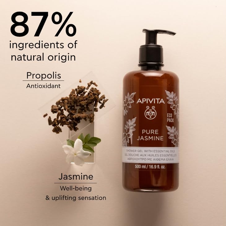 Pure Jasmine Shower Gel 16.9 Fl Oz - Hydrating & Gently Cleansing with Jasmine & Propolis