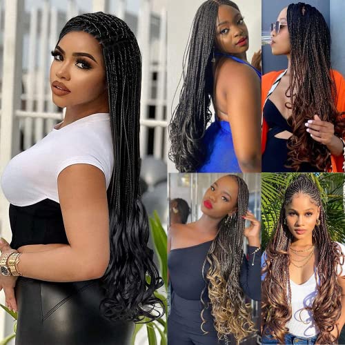French Curl Crochet Braids for Black Women - 18 Inch Ombre Purple, 8 Packs, Pre Looped Synthetic Hair Extensions