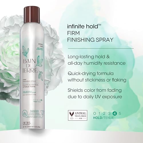 Bain de Terre Infinite Hold Firm Hair Spray 9oz - Long Lasting Control & Shine, Humidity & Heat Protection