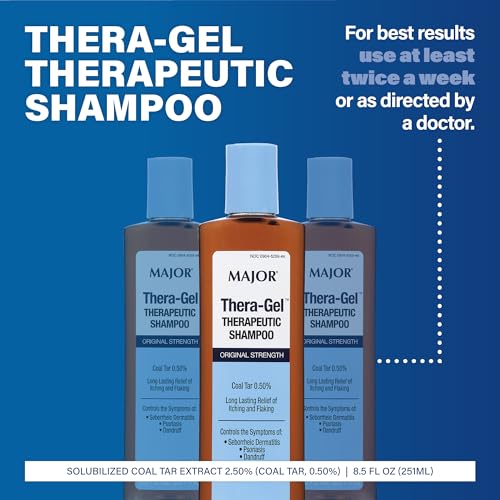 Major Thera-Gel Therapeutic Shampoo - Original Strength - Coal Tar 0.50% - Helps Control The Symptoms of Seborrheic Dermatitis, Psoriasis, and Dandruff - 8.5 Fl Oz