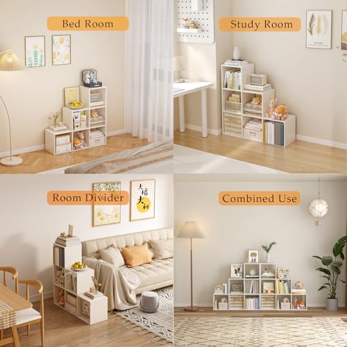 OSCHF Ladder Cube Storage Bookcase - 6-Cube Corner Shelf White - Variation of 6-Cube / White