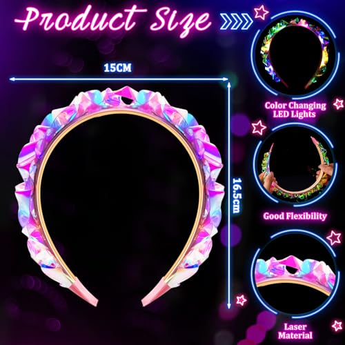 4 Pcs Light Up LED Headbands for Party & Wedding - Glow Headbands