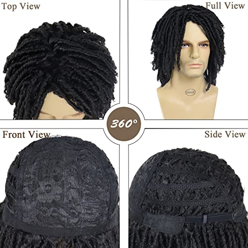 Men's Afro Braided Dreadlock Wig - Natural Short Crochet Twist Wig - Variation 1B
