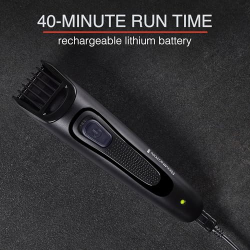 Rechargeable Beard Trimmer Kit with Nose & Detail Trimmer - Adjustable Length, Travel Pouch