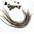 Rooster Feather Extensions Kit - 20 Real Feathers 8-11in with Micro Beads & Loop Tool