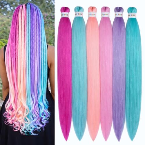 26 Inch Colorful Braiding Hair Extensions - Pre Stretched Rainbow Braid Hair Set - Variation of THIS listing