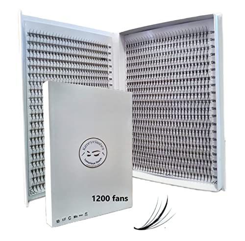 Curl C 5D Wispy Premade Lash Fans - 1200 Flares, 0.07mm, 9-16mm Lengths, Handmade