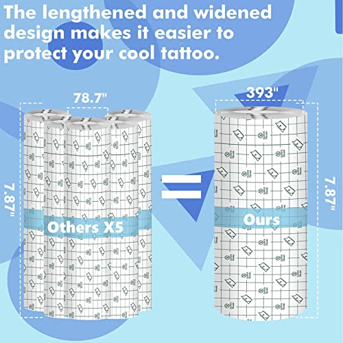VOOVAO Waterproof Tattoo Aftercare Bandage Roll 7.87 in x 10.9 Yd Second Skin Wound Dressing