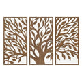 Tree of Life Wall Decor Set - Birch Botanical Two-Tone 3-Piece Wood Panels, Ready to Hang, 16 x 32 Inches, Unframed
