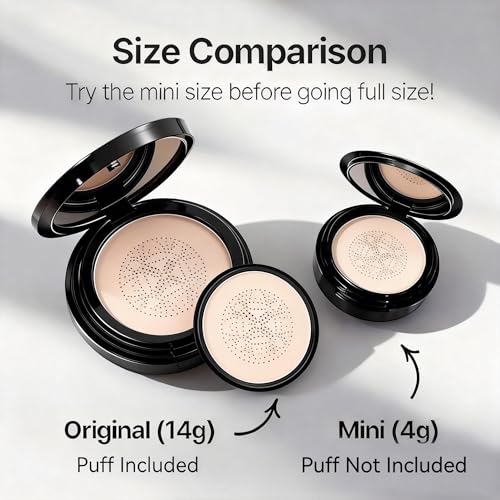 Glow Foundation, Foundation for Older Women - Mushroom Head Air Cushion CC Cream BB Cream, Moisturizing Long Lasting Full Coverage Concealer, Warm Tone for Light/Medium Complexions(2)