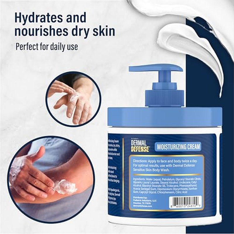 Dr. Eddie's Dermal Defense Moisturizing Cream - Face and Body Moisturizer for Dry Skin, Daily Cream for Sensitive Skin Care, Ultra Moisturizing Eczema Cream for Men and Women - 12 fl oz (Pack of 2)