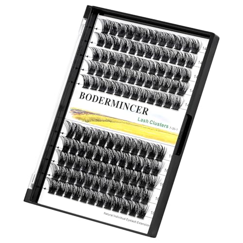 Bodermincer 120 Clusters 10mm+12mm/12mm+14mm Mixed Lash Cluster False Eyelash Individual Cluster EyeLashes Grafting Fake False Eyelashes Eyelash Extension (M01-Black-16mm)
