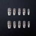 GLORS Splendid French Milky White Press-On Nails with Full Rhinestones, 10pcs (Small) – Light Luxury