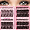 ALICROWN Brown Lash Clusters Cat Eye Cluster Eyelash Extensions Manga Eyelash Clusters Left & Right Natural Lash Extensions Spiky Cluster Lashes C Curly Fox Eye Individual Lashes Fairy Eyelashes