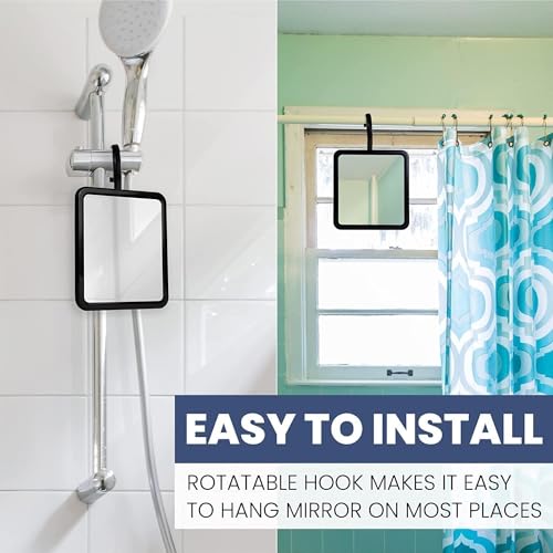 MirrorVana Real Glass Fogless Shower Mirror 8x7 in Black, Distortion-Free