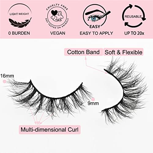 False Eyelashes Bulk 50 Pairs - 5 Styles Fluffy Mink Look Natural Cat Eye