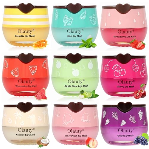 9 PCS Bee Lip Balm Honey Pot,Easter Basket Stuffers,Honey Lip Balm Lip Mask,Propolis Moisturizing Lip Sleeping Mask Reduces Lip Lines,Mothers Day Gifts,Birthday Gifts for Women Girls