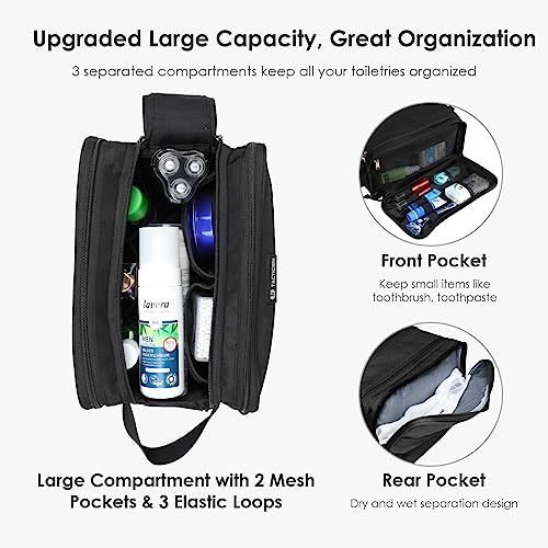 TACTICISM Large Black Toiletry Bag for Men and Small Brown Dopp Kit, Bundle Sales