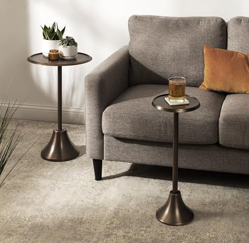 Kate and Laurel Sanzo Modern Pedestal Drink Table — 9x9x23, Bronze Hammered Iron