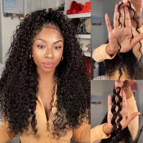 Deep Wave Crochet Hair 16 Inch 60 Roots - Black Feather Crochet Extensions