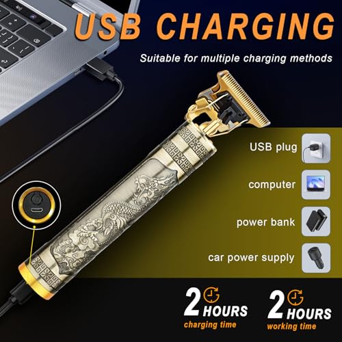 Professional Hair Trimmer for Men, Beard Trimmer Hair Clippers for Men, Hair Clippers with 4 Limit Combs, Cordless Rechargeable Hair Trimmer Metal Body Cutting Grooming Kit