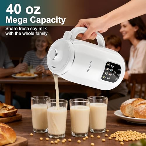 8 in 1 Nut Milk Maker Machine - 40oz Soy, Oat, Almond Milk, White