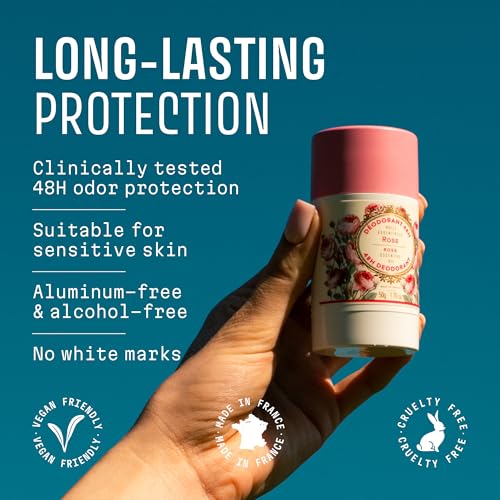 Natural Rose Deodorant Duo Pack - Aluminum Free, 2 x 1.7 oz, Long-Lasting & Sensitive Skin Safe