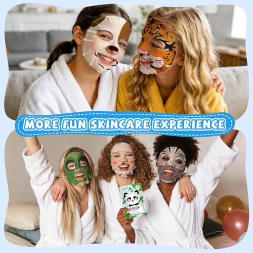 Kids Animal Face Masks Set - Hydrating & Moisturizing 56 Pack with 7 Characters - H-56 Pack