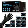 Heavy Duty Nitrile Gloves Large - 6 Mil Disposable Rubber Black Gloves, 1000pcs with Anti-Slip Fingers