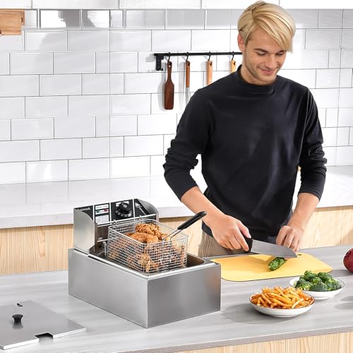 Swinod 6L Commercial Deep Fryer with Basket 1700W Countertop Electric Fryer