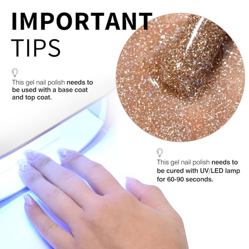 CANNI Gel Polish Glitter Gel Nail Polish Set, 8 Colors Champagne Silver Rose Gold Pink Black Shiny Glitter Gel U V LED Soak Off Manicure Kit Gift for Women Girls