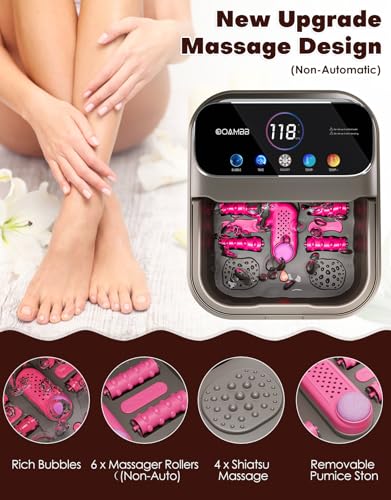 OOAMBB Collapsible Foot Spa Bath with Heat, Bubble & Timer – Remote