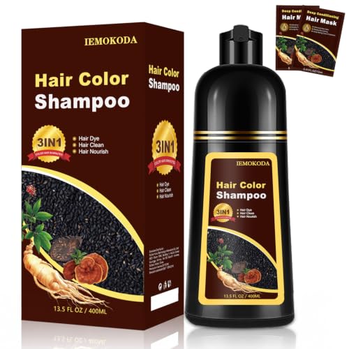 Dark Brown Hair Dye Shampoo 3 in 1 for Gray Hair - Natural Color & Nourishing