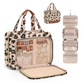 Large Waterproof Toiletry Bag for Women with Jewelry Organizer - Leopard Print Travel Organizer