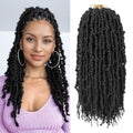 Butterfly Locs Crochet Hair 14 Inch Natural Black - 8 Packs Goddess Faux Braids