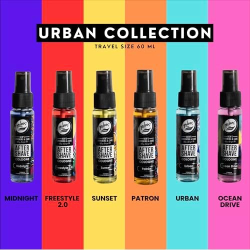 Rolda Urban Collection Aftershave for Men - 6 Full-Size After Shave Spray Tonic - Soothing Barber Essentials Skin Care with Long-Lasting Masculine Scents (6 ct)