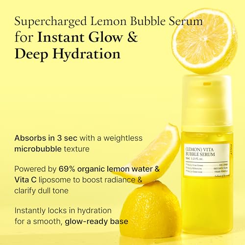 Lemon Vita Bubble Facial Serum - Organic Jeju Lemon & Vitamin C for Glow & Hydration, 3.21 fl oz