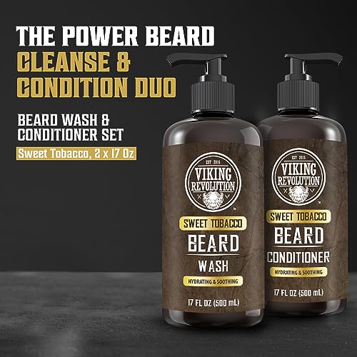 Viking Revolution Beard Wash & Conditioner Set - Sweet Tobacco 17 oz | Pack of 2