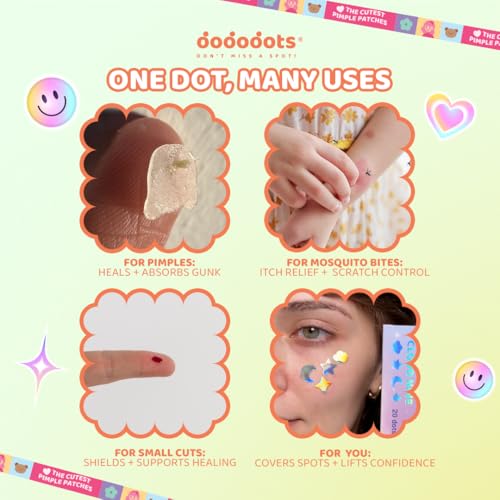 Dododots Pimple Patches bulk - Cute Acne Hydrocolloid Patch, Pimple Patches for Zit, Spot and Blemish Treatment, Acne Patches Bundle (8 Sets, 192 Acne Patches)